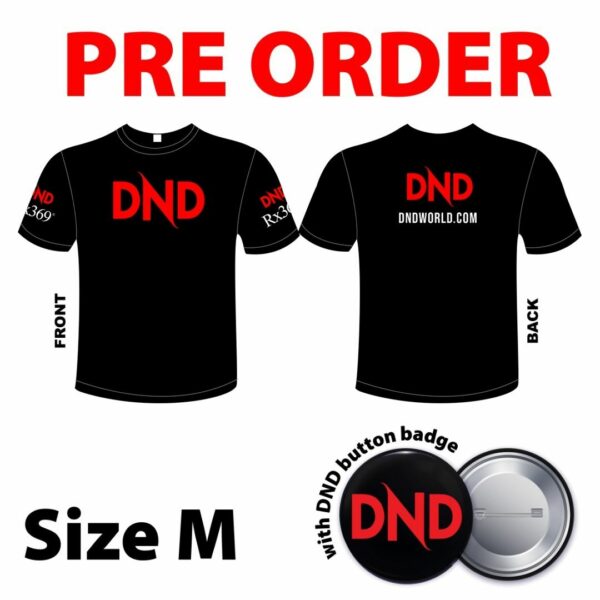 1 DND T.SHIRT(SHORT SLEEVE) (SIZE M) + 1 DND BADGE