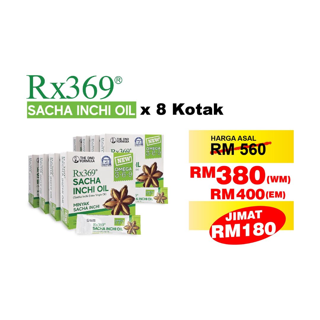 PAKEJ KELUARGA (RX369 SACHA INCHI OIL (5ML X 15 SACHETS) X 8 KOTAK)