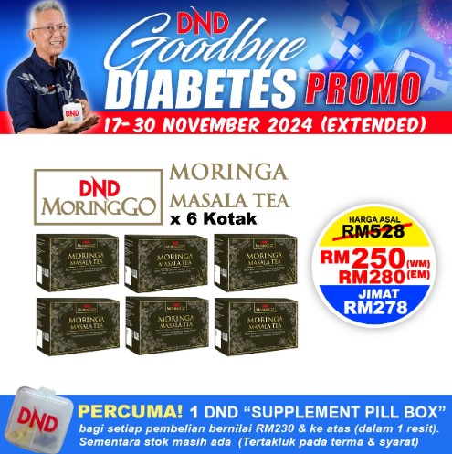 PACKAGE 24: DND MORINGGO MORINGA MASALA TEA (20 SACHETS X 2.5g) X 6 KOTAK