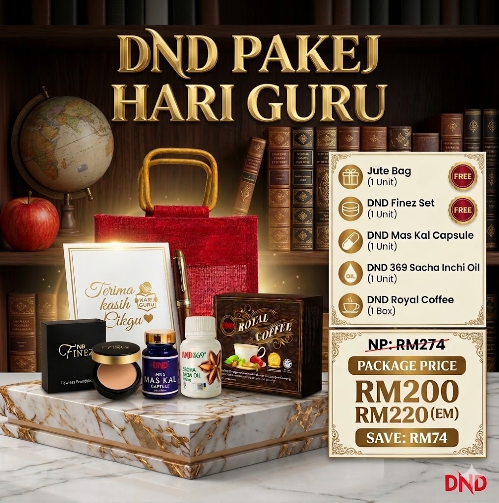 PAKEJ-HARI-GURU-1-DND-ROYAL-COFFEE-1-DND369-SACHA-INCHI-OIL-60-SOFTGEL-1-DND-MASKAL-FREE-1-JUTE-BAG-1-DND-FINEZ